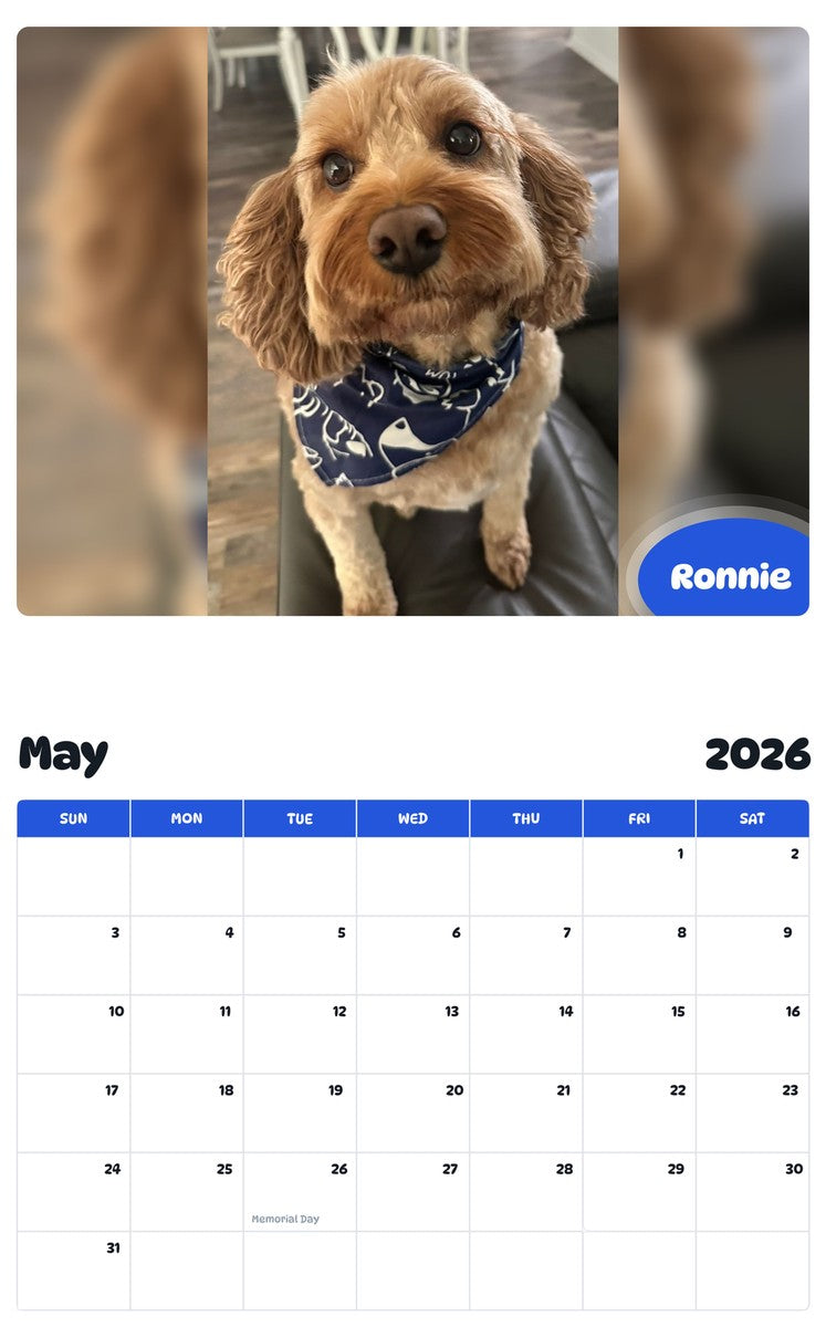 2026 - 2027 Ronnie - Pawidols Pet Calendar