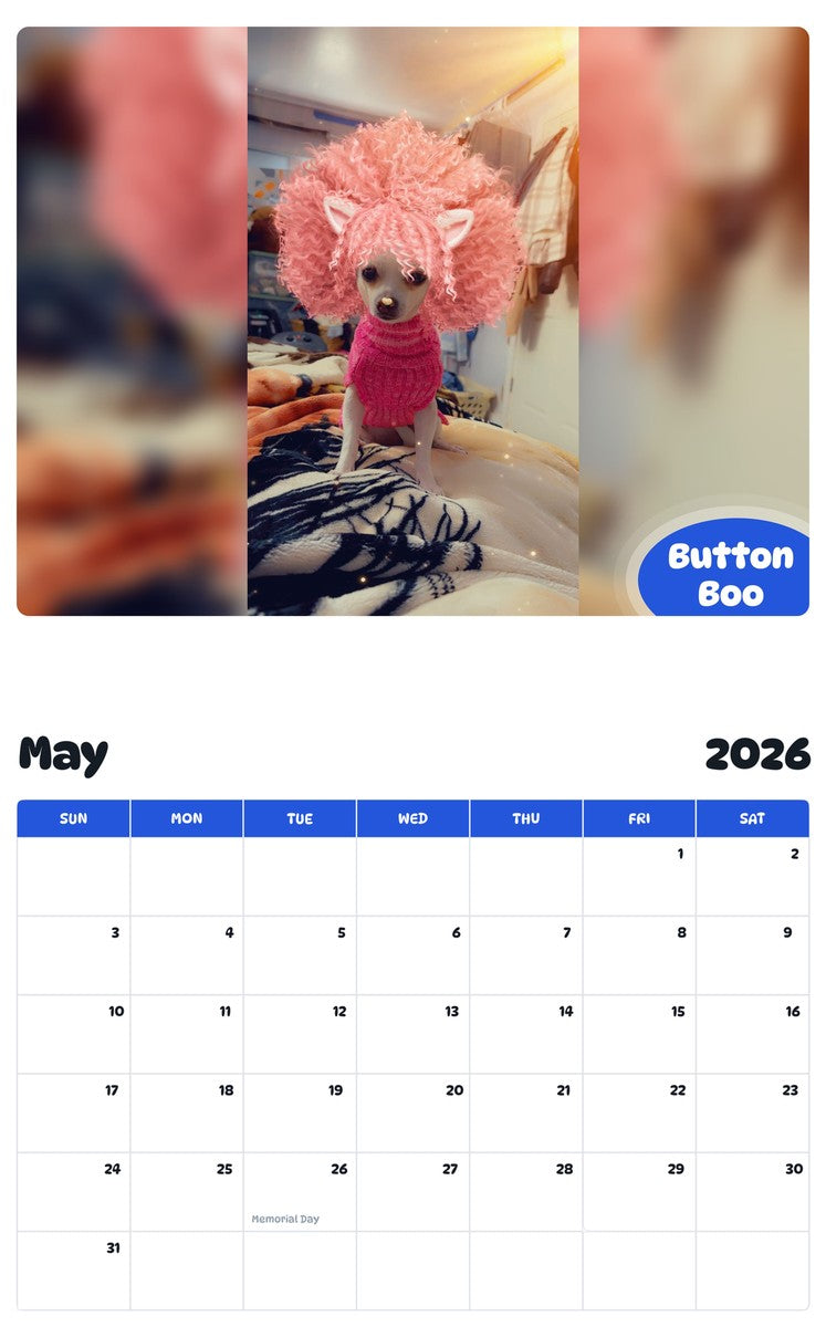 2026 - 2027 Button Boo - Pawidols Pet Calendar