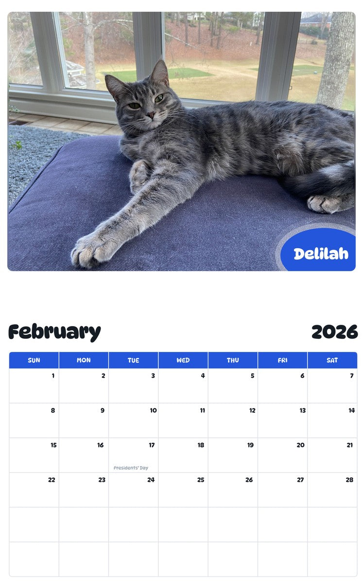 October 2025 - September 2026 Delilah - Pawidols Pet Calendar