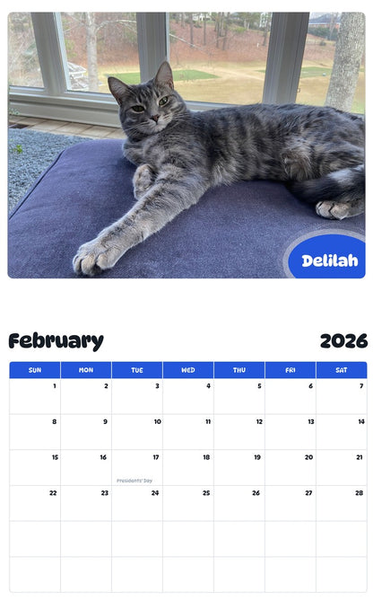 October 2025 - September 2026 Delilah - Pawidols Pet Calendar