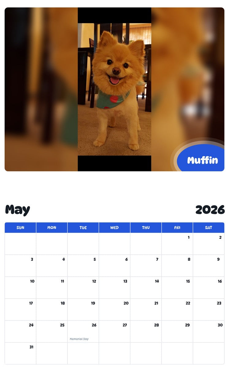 2026 - 2027 Muffin - Pawidols Pet Calendar