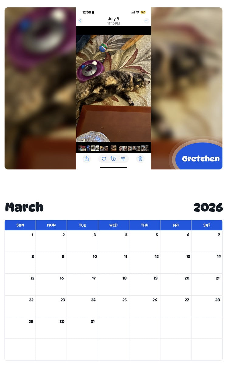 November 2025 - October 2026 Gretchen - Pawidols Pet Calendar