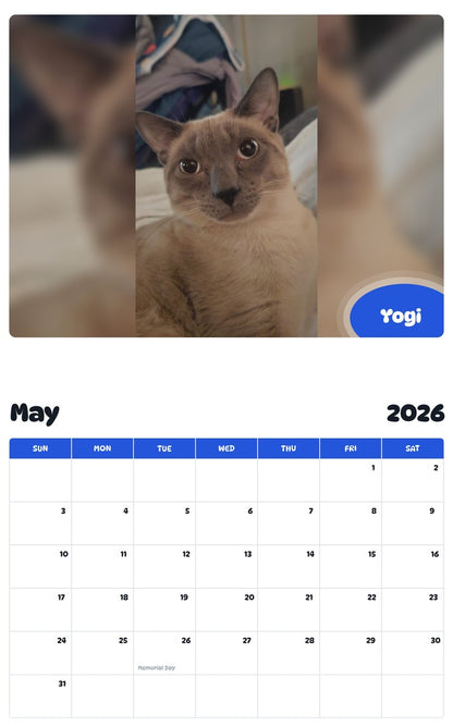 2026 - 2027 Yogi - Pawidols Pet Calendar