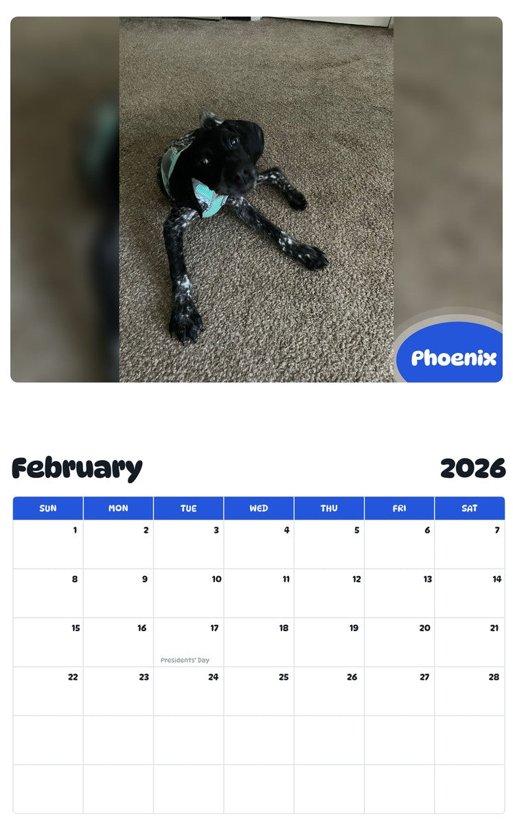 October 2025 - September 2026 Phoenix - Pawidols Pet Calendar