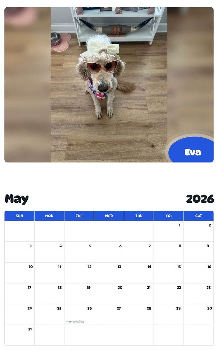 2026 - 2027 Eva - Pawidols Pet Calendar
