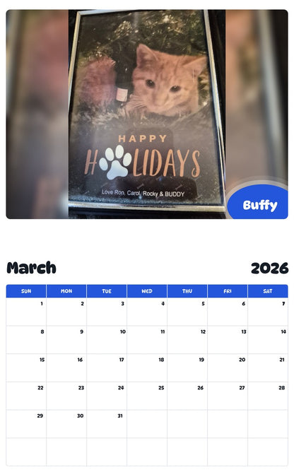 November 2025 - October 2026 Buffy - Pawidols Pet Calendar