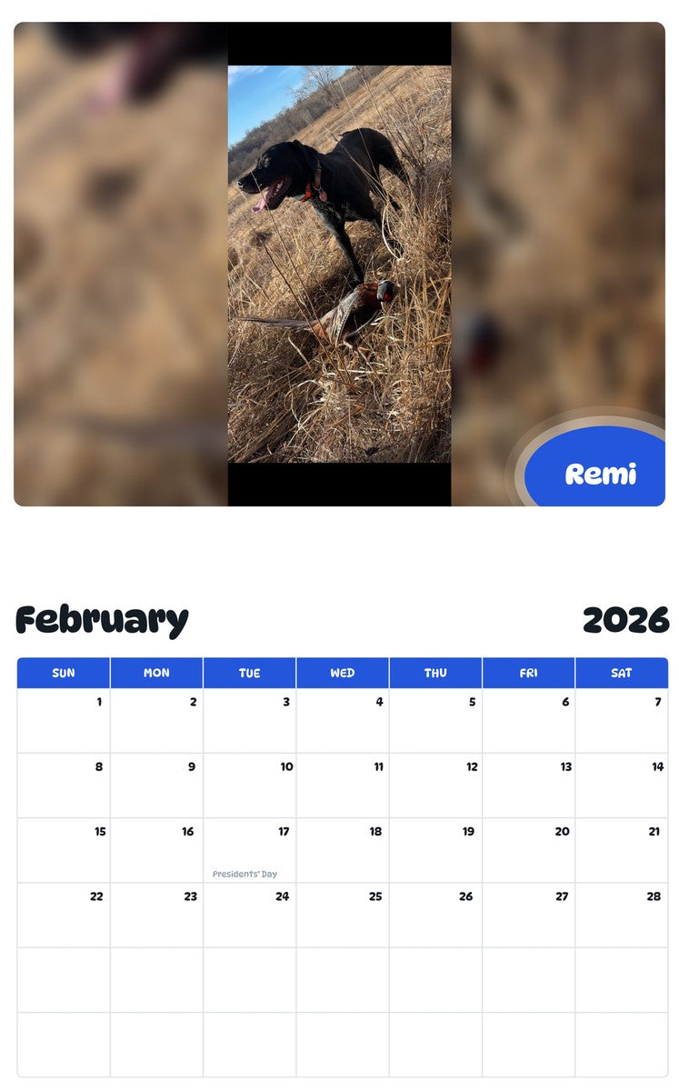 October 2025 - September 2026 Remi - Pawidols Pet Calendar