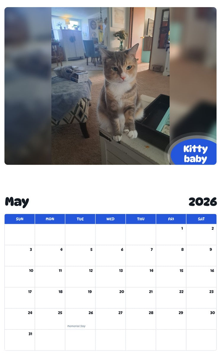 2026 - 2027 Kitty baby - Pawidols Pet Calendar