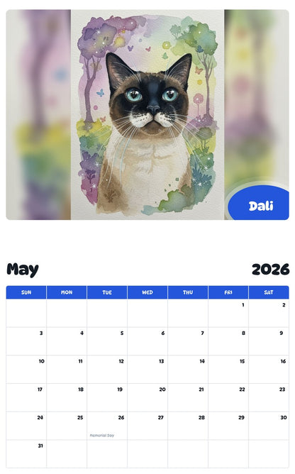 2026 - 2027 Dali - Pawidols Pet Calendar