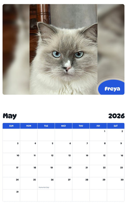 2026 - 2027 Freya - Pawidols Pet Calendar
