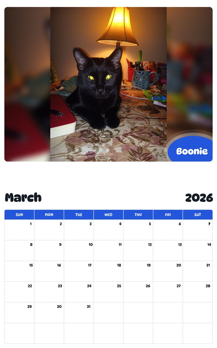 November 2025 - October 2026 Boonie - Pawidols Pet Calendar