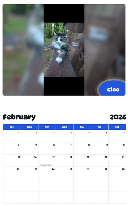 October 2025 - September 2026 Cleo - Pawidols Pet Calendar