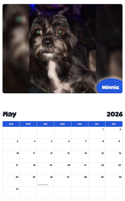 2026 - 2027 Winnie - Pawidols Pet Calendar