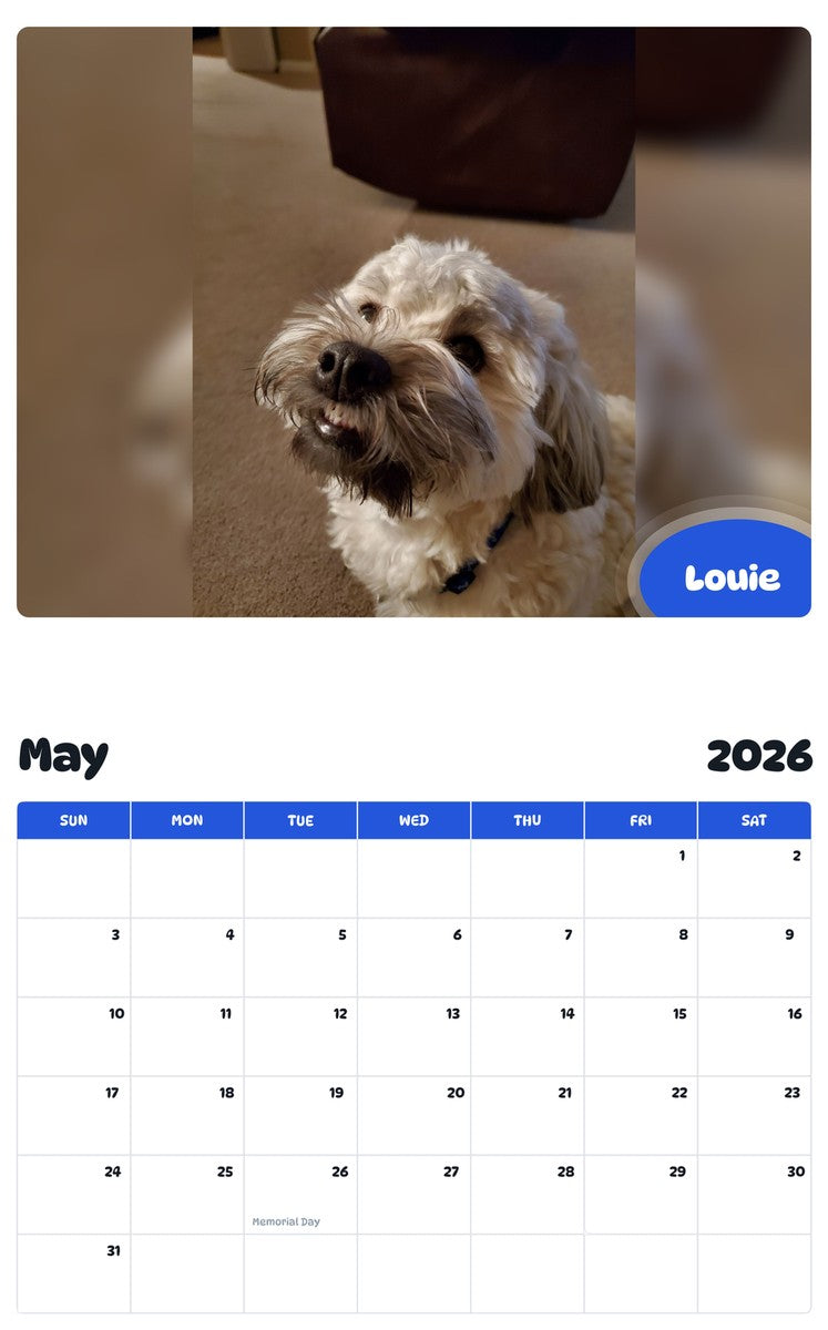 2026 - 2027 Louie - Pawidols Pet Calendar