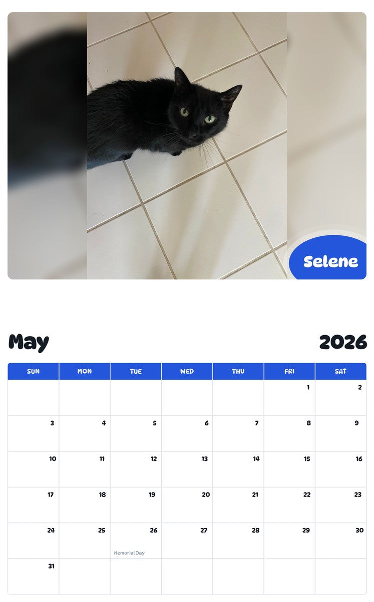 2026 - 2027 Selene - Pawidols Pet Calendar