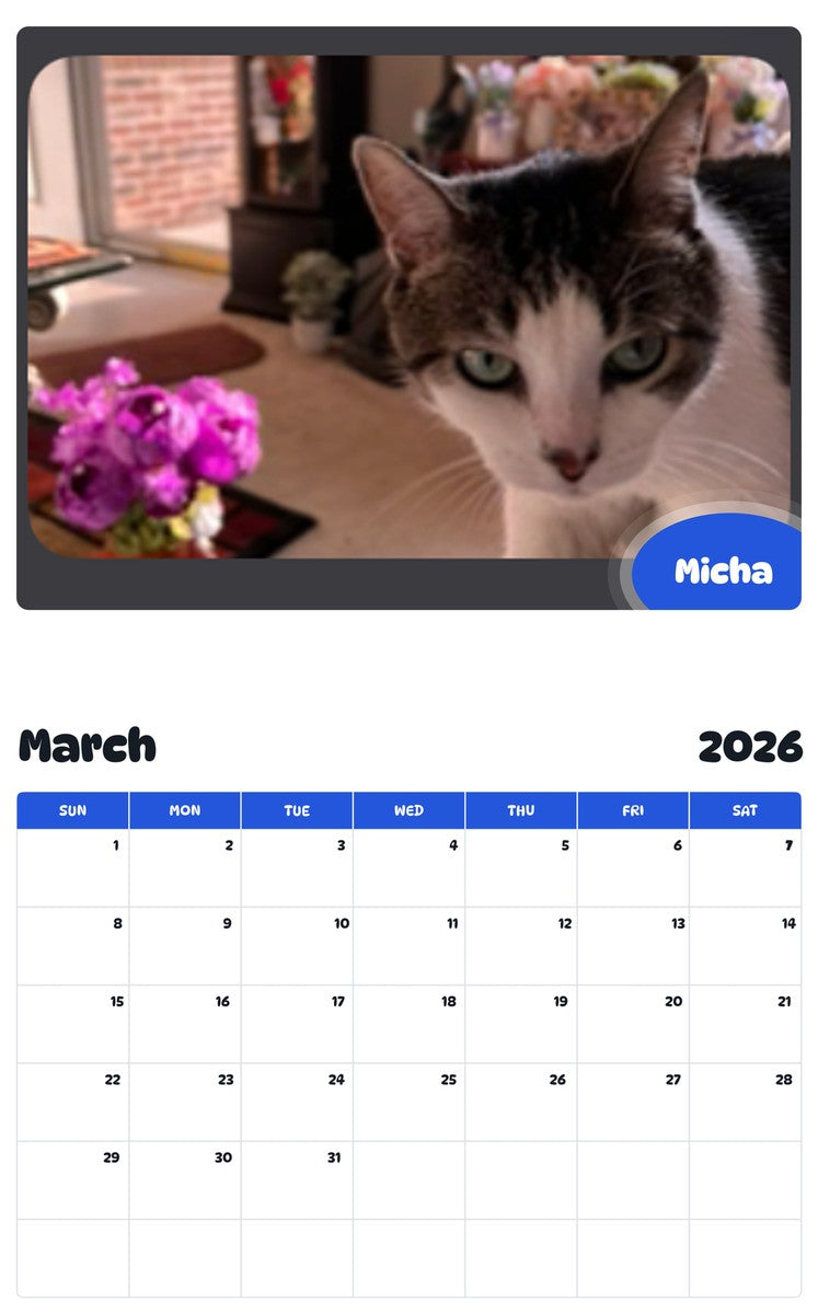November 2025 - October 2026 Micha - Pawidols Pet Calendar