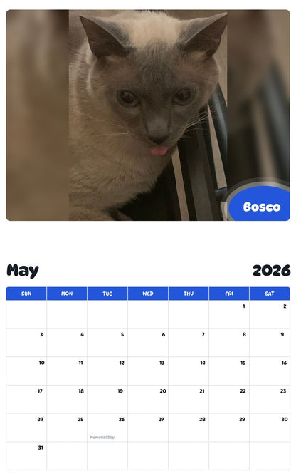 2026 - 2027 Bosco - Pawidols Pet Calendar