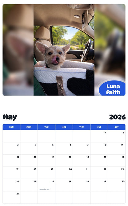 2026 - 2027 Luna Faith - Pawidols Pet Calendar