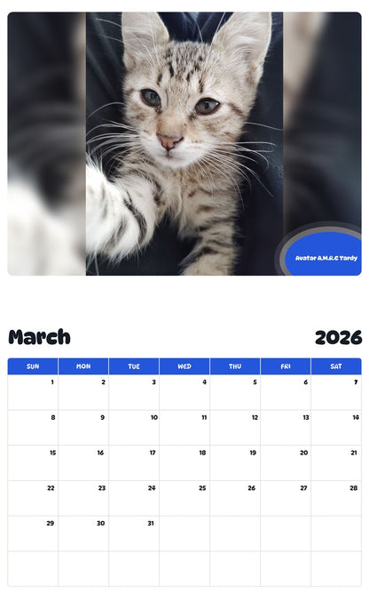 November 2025 - October 2026 Avatar A.W.R.C Yardy - Pawidols Pet Calendar