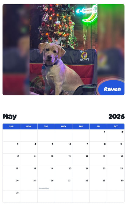 2026 - 2027 Raven - Pawidols Pet Calendar