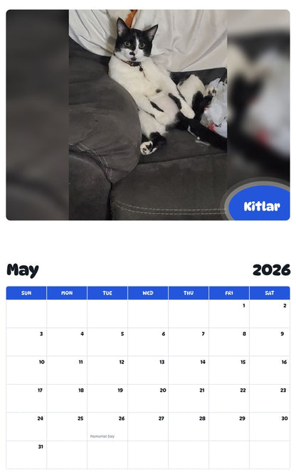 2026 - 2027 Kitlar - Pawidols Pet Calendar
