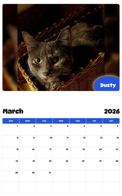 November 2025 - October 2026 Dusty - Pawidols Pet Calendar