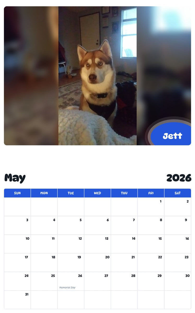 2026 - 2027 Jett - Pawidols Pet Calendar