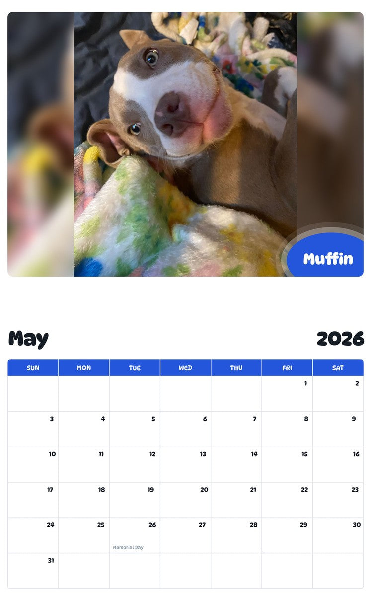 2026 - 2027 Muffin - Pawidols Pet Calendar