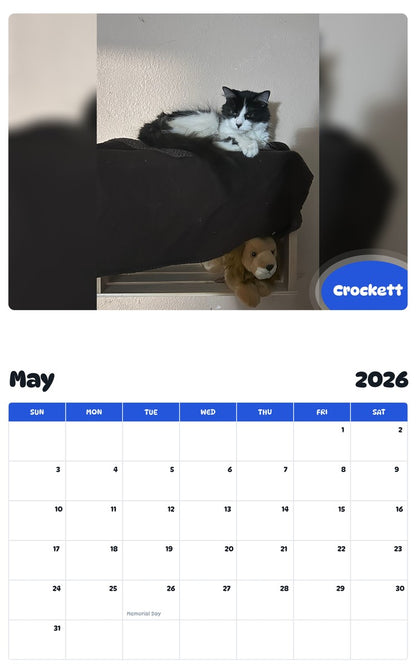 2026 - 2027 Crockett - Pawidols Pet Calendar
