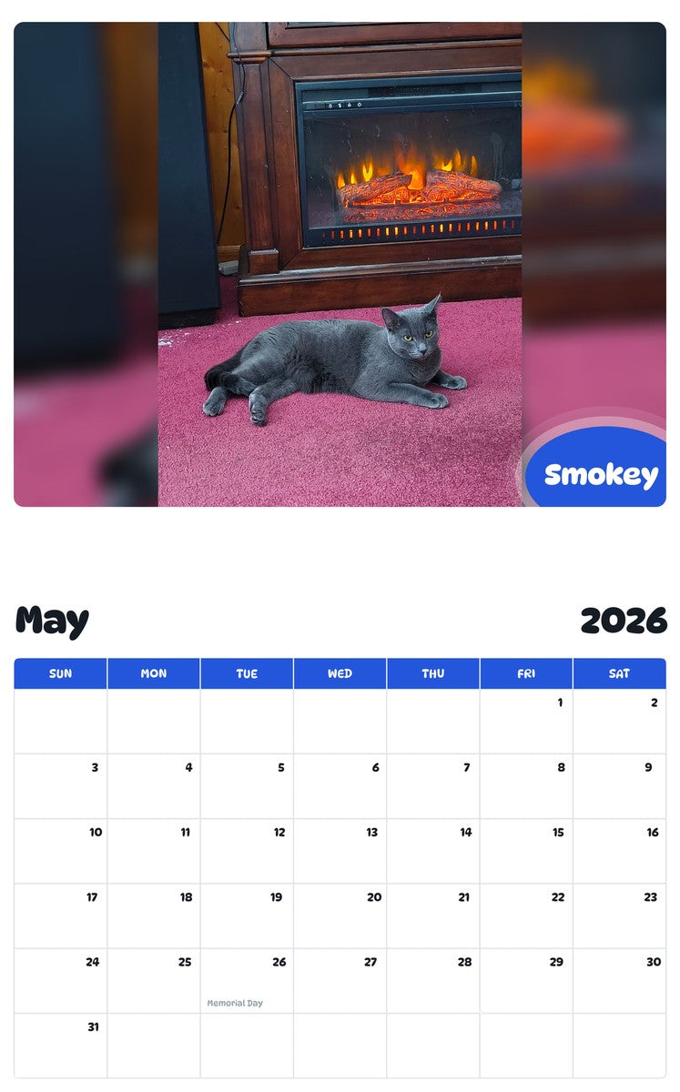 2026 - 2027 Smokey - Pawidols Pet Calendar