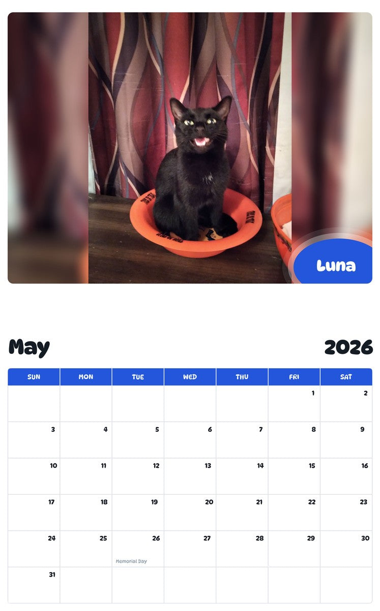 2026 - 2027 Luna - Pawidols Pet Calendar