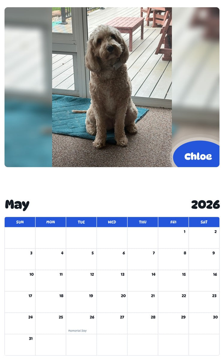2026 - 2027 Chloe - Pawidols Pet Calendar