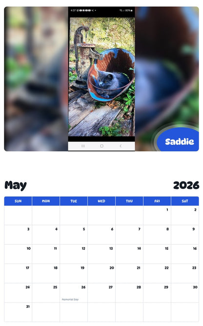 2026 - 2027 Saddie - Pawidols Pet Calendar