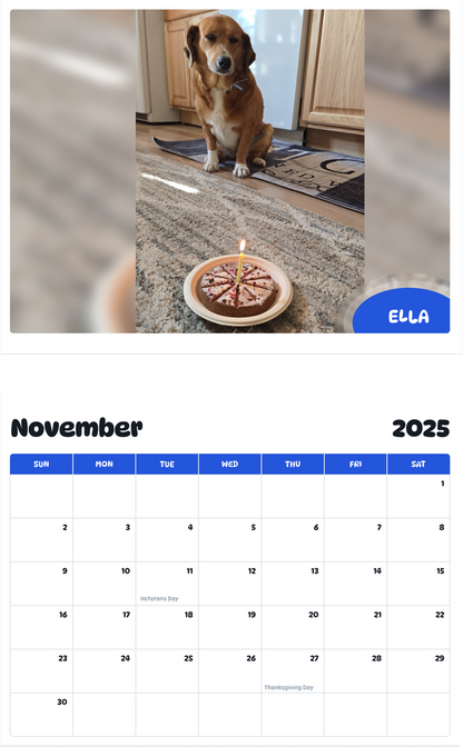 July 2025 - June 2026 Ella - Pawidols Pet Calendar