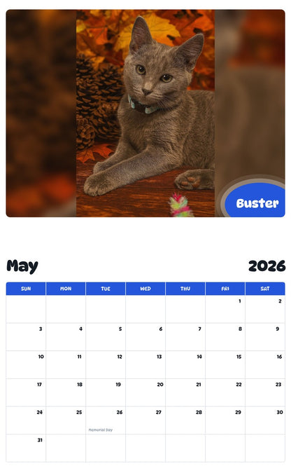 2026 - 2027 Buster - Pawidols Pet Calendar