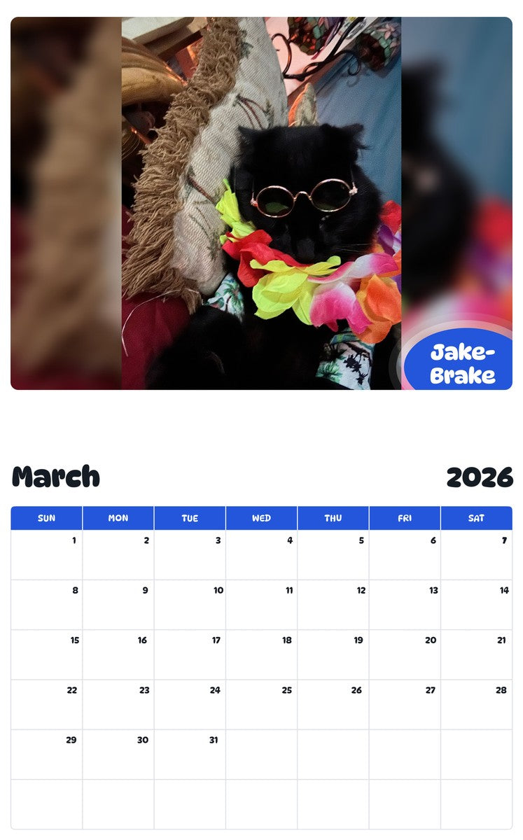 November 2025 - October 2026 Jake-Brake - Pawidols Pet Calendar