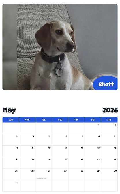 2026 - 2027 Rhett - Pawidols Pet Calendar