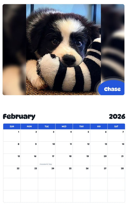 October 2025 - September 2026 Chase - Pawidols Pet Calendar