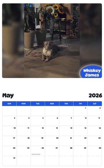 2026 - 2027 Whiskey James - Pawidols Pet Calendar