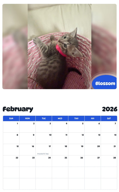October 2025 - September 2026 Blossom - Pawidols Pet Calendar