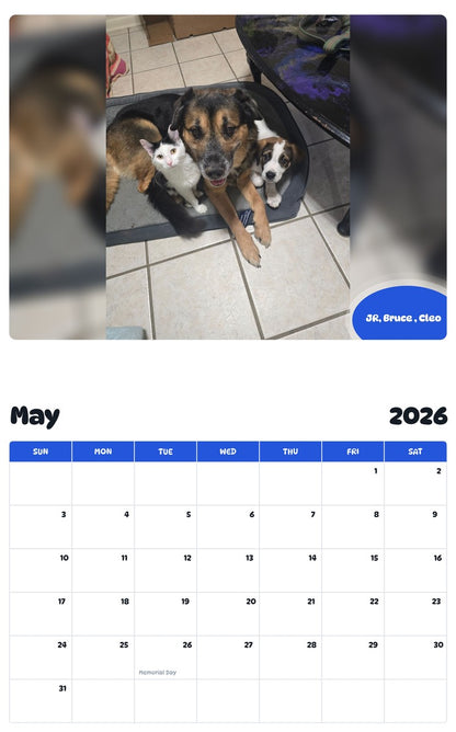 2026 - 2027 JR, Bruce , Cleo - Pawidols Pet Calendar