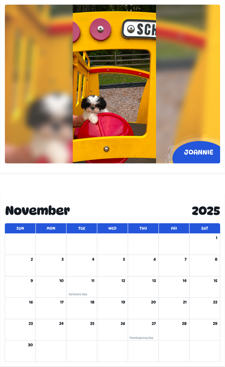 July 2025 - June 2026 Joannie - Pawidols Pet Calendar