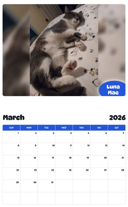 November 2025 - October 2026 Luna Mae - Pawidols Pet Calendar