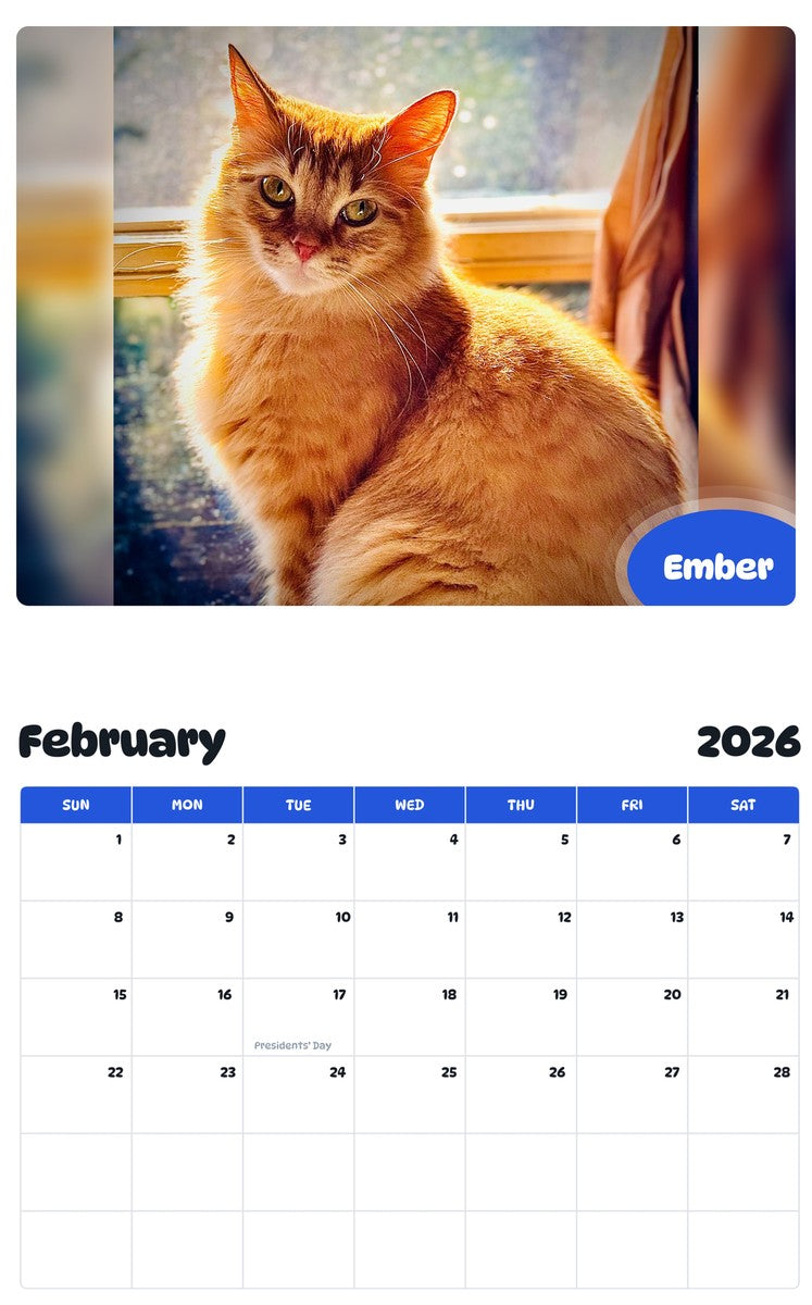 October 2025 - September 2026 Ember - Pawidols Pet Calendar