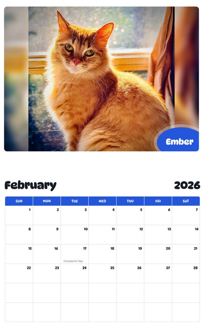 October 2025 - September 2026 Ember - Pawidols Pet Calendar