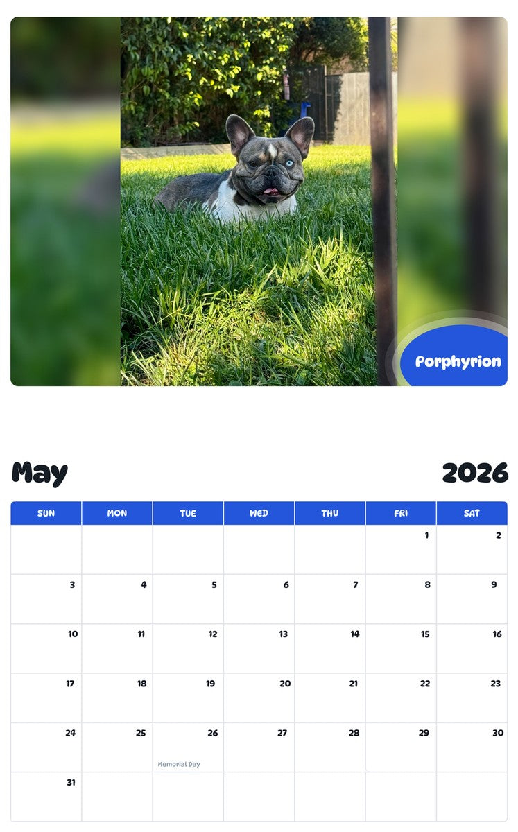 2026 - 2027 Porphyrion - Pawidols Pet Calendar