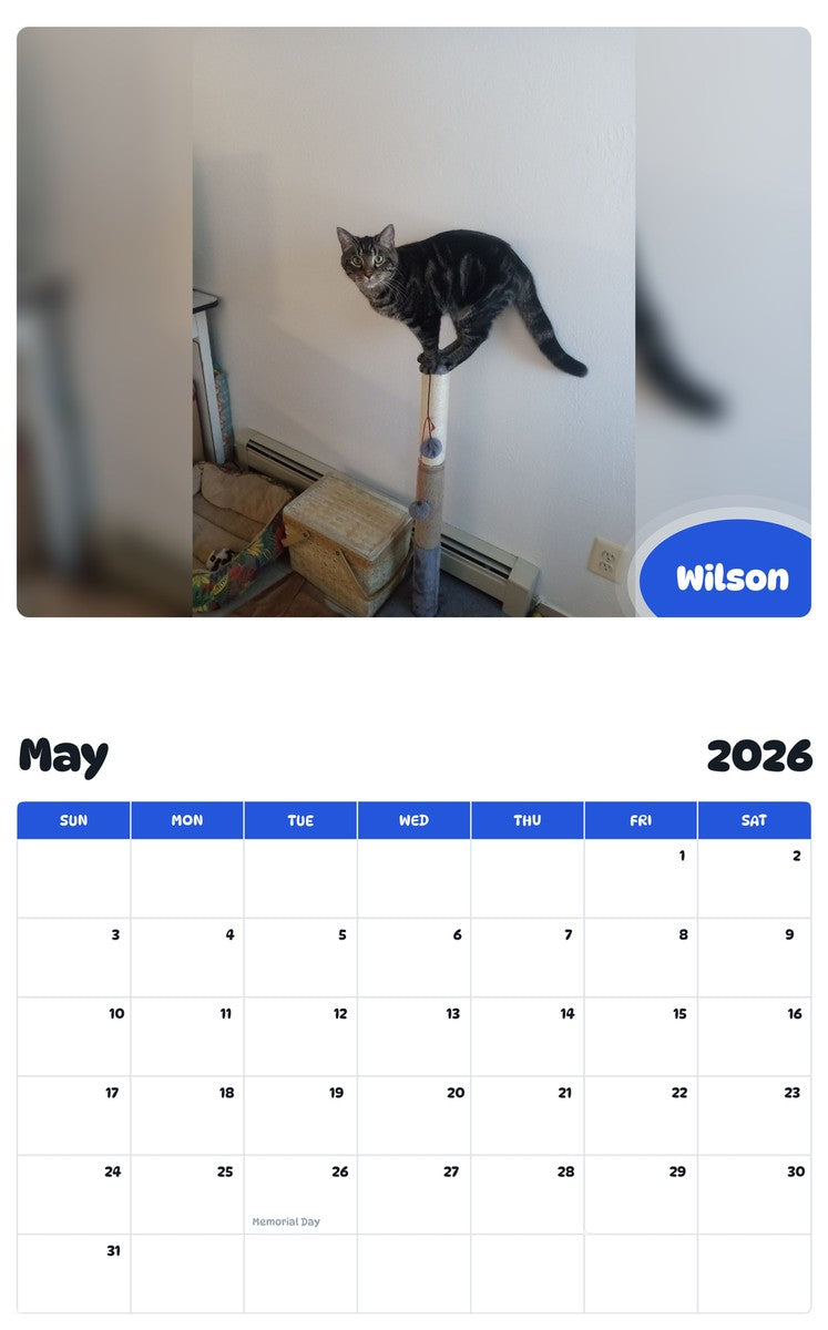 2026 - 2027 Wilson - Pawidols Pet Calendar