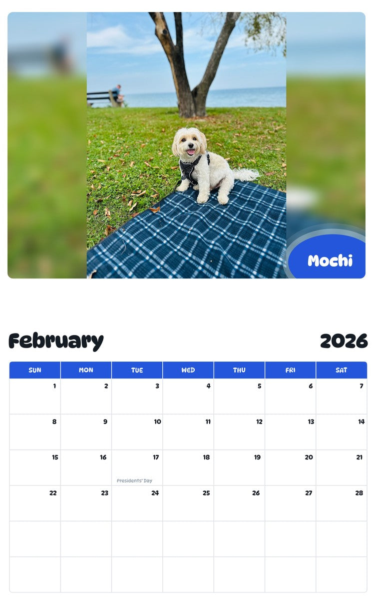 October 2025 - September 2026 Mochi - Pawidols Pet Calendar