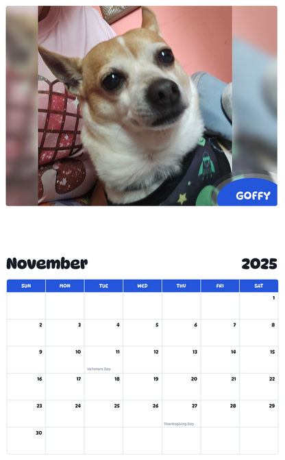 July 2025 - June 2026 Goffy - Pawidols Pet Calendar
