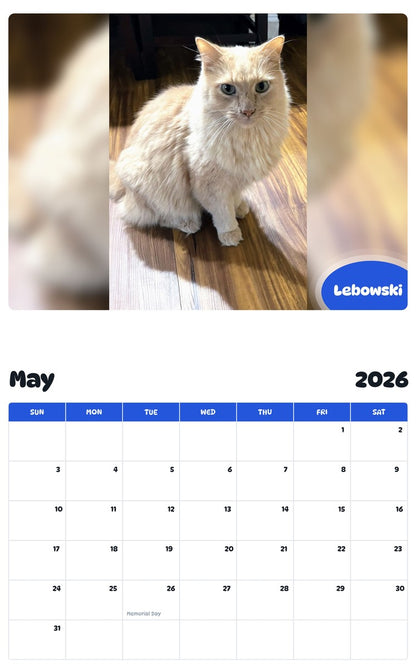 2026 - 2027 Lebowski - Pawidols Pet Calendar